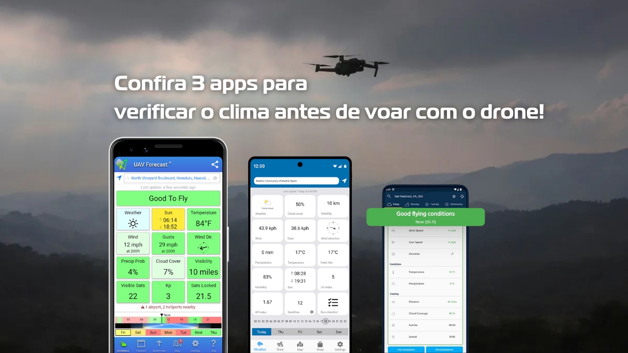 Confira 3 apps para verificar o clima antes de voar com o drone!